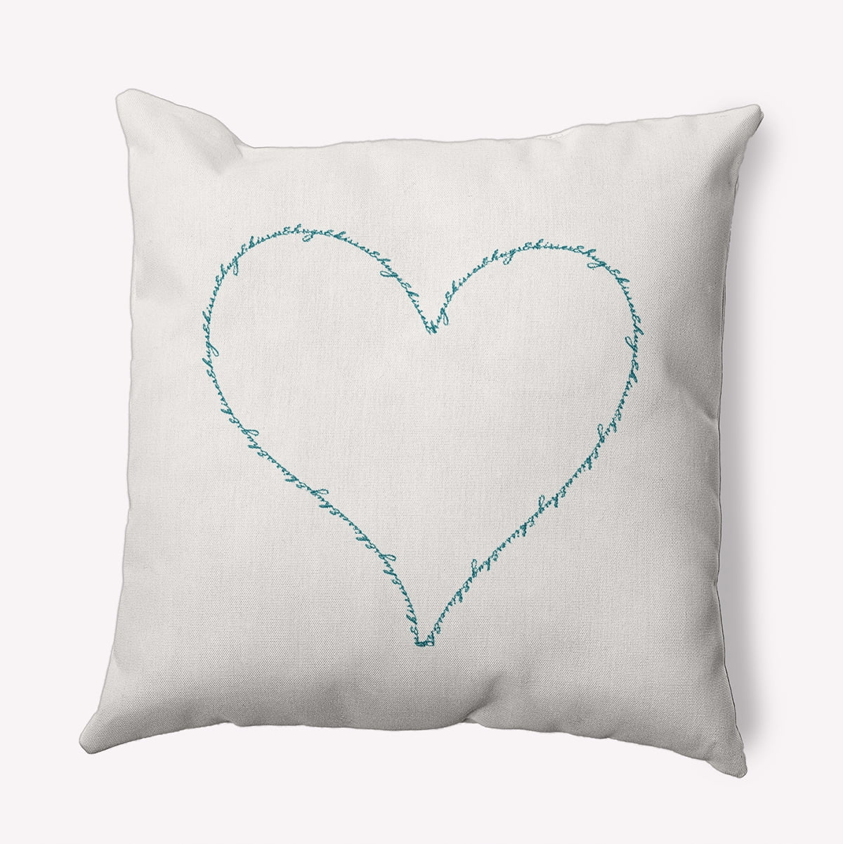 16"x16" Simply Daisy Hugs & Kisses Heart Poly Accent Pillow, Teal Qty 1