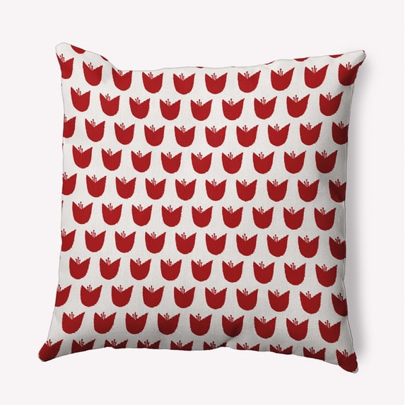 16"x16" Simply Daisy Simple Tulip Design Poly Accent Pillow, Red Qty 1