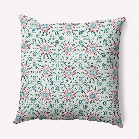 16"x16" Simply Daisy Sun Tile Poly Indoor/Outdoor Pillow, Teal Qty 1