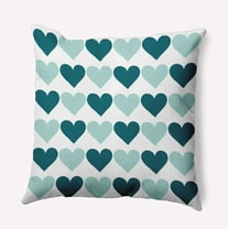 16"x16" Simply Daisy Valentines Alternating Hearts Poly Accent Pillow, Teal Qty 1