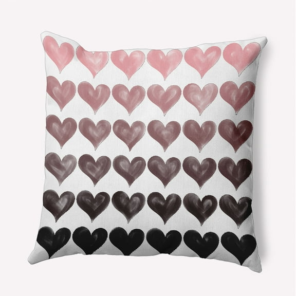 16"x16" Simply Daisy Valentines Colored Hearts Poly Accent Pillow, Pink-Black Qty 1