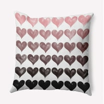 16"x16" Simply Daisy Valentines Colored Hearts Poly Indoor/Outdoor Pillow, Pink-Black Qty 1
