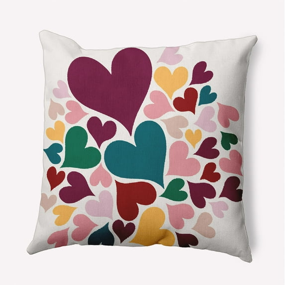 16"x16" Simply Daisy Valentines Hearts All Around Poly Indoor/Outdoor Pillow, Magenta Qty 1
