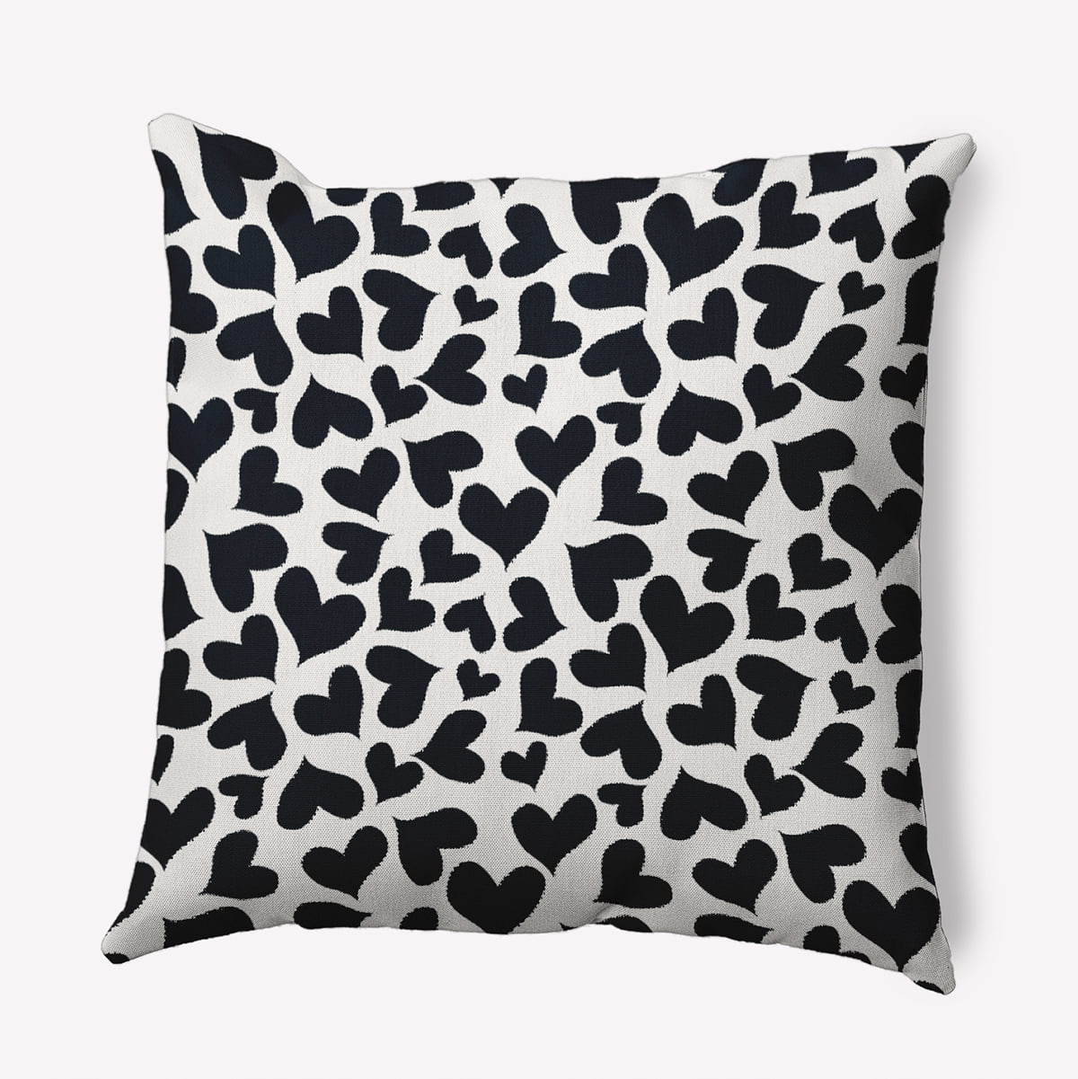 16"x16" Simply Daisy Valentines Patterned Hearts Poly Indoor/Outdoor Pillow, Black-White Qty 1