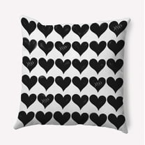 16"x16" Simply Daisy Valentines XOXO Colored Hearts Poly Indoor/Outdoor Pillow, Black-White Qty 1