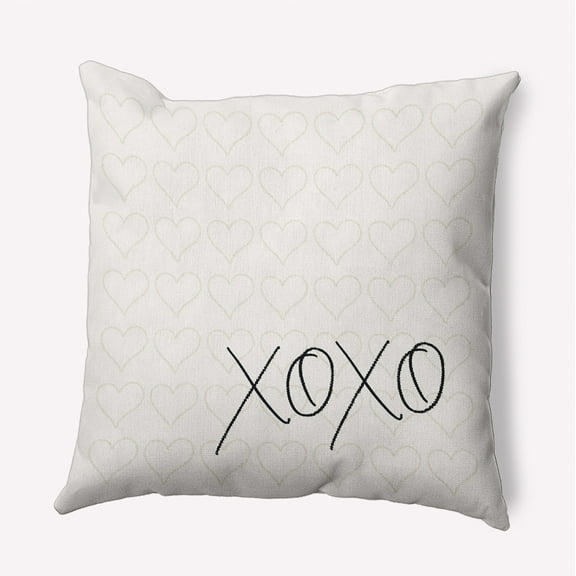 16"x16" Simply Daisy Valentines XOXO with Hearts Poly Indoor/Outdoor Pillow, Black-White Qty 1