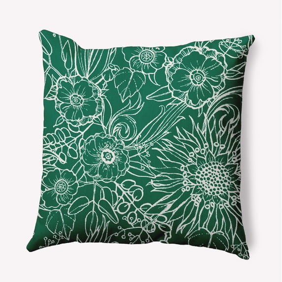 16"x16" Simply Daisy Zentangle Poly Accent Pillow, Green Qty 1