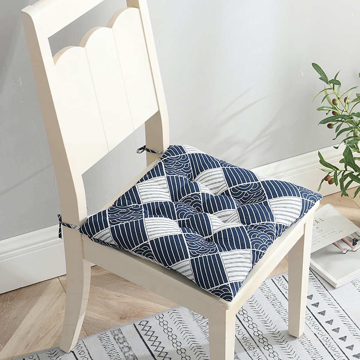 Trapezoid Cushions/ Trapezoid Linen Chair Cushion With Ties/ Flax Chair  Cushions / White Seat Cushion With Ties/ Flax Chair Pads 