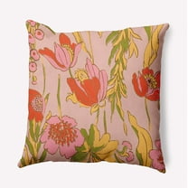 16"x16" Square Simply Daisy Bold Flower Garden Poly Indoor/Outdoor Pillow, Orange Qty 1