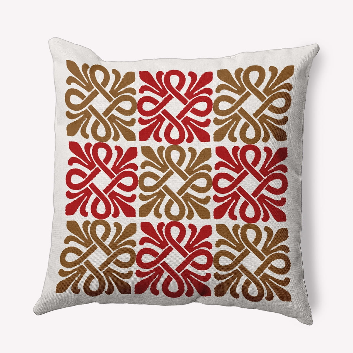 16"x16" Square Simply Daisy Tiki Square Poly Indoor/Outdoor Pillow, Red Qty 1