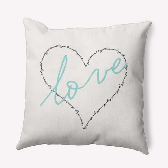 16"x16" Square Simply Daisy Valentines Love, Hugs & Kisses Poly Indoor/Outdoor Pillow, Blue Qty 1