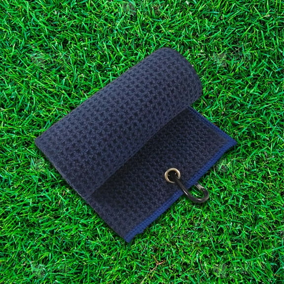 16"x16" Tri-Fold Golf Towels, Waffle Pattern Towels Soft Fiber Super Absorption with Carabiner Clip Golf Bag Accessories for Golf Lovers, Navy