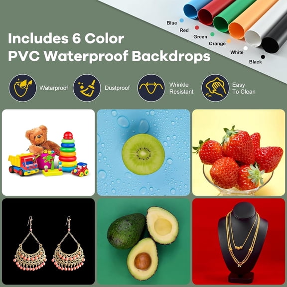 16"x16"x12" Photo Studio Light Box Photography with 120 LEDs (CRI>95), 6 Backdrops - Portable/Dimmable/Versatile Folding Shooting Tents for Toys/Jewelry/Watches/Cosmetics Photography