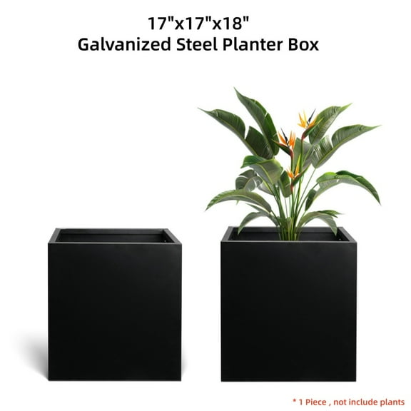16"x16"x18" Planter Box Garden Pots for Outdoor Plants Anti-collision Corner Design with Drainage Hole Large Flower Pots for Front Porch Hotel Patio Yard Decorative Tall Flower Vase Square Container