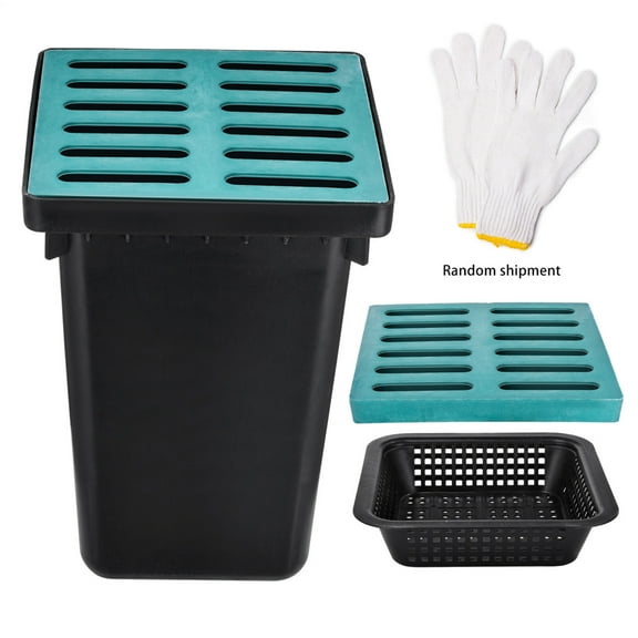 16"x16"x24" Catch Basin with Grate, Grate Catch Basin with Debris Basket, Drain Without Reserved Hole for Patio,Downspout,Commercial