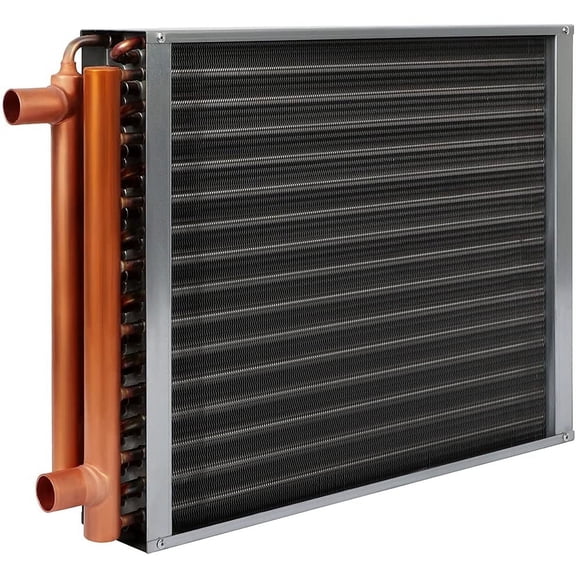 16"x18" Heat Exchanger Water To Air, Forced Air Heating with 1" Copper Ports Hot Water Coil for Outdoor Wood Furnaces, Residential Heating