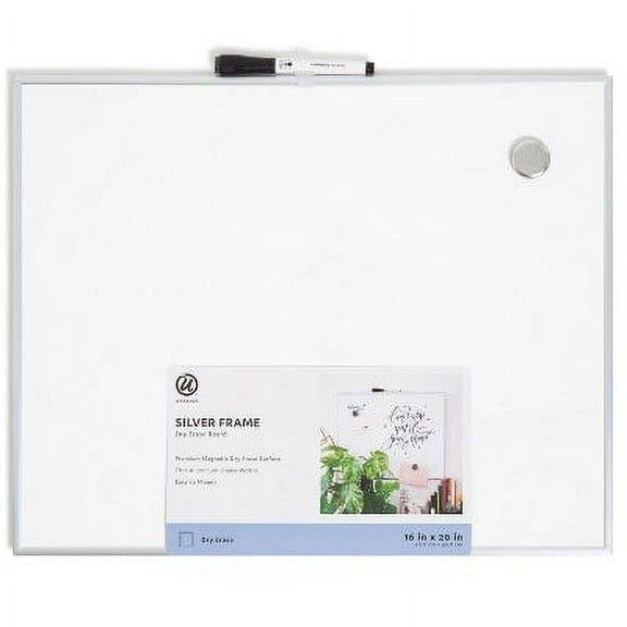 16"x20" Magnetic Dry Erase Board Aluminum Frame: Wall Mount Whiteboard for Office & Presentation