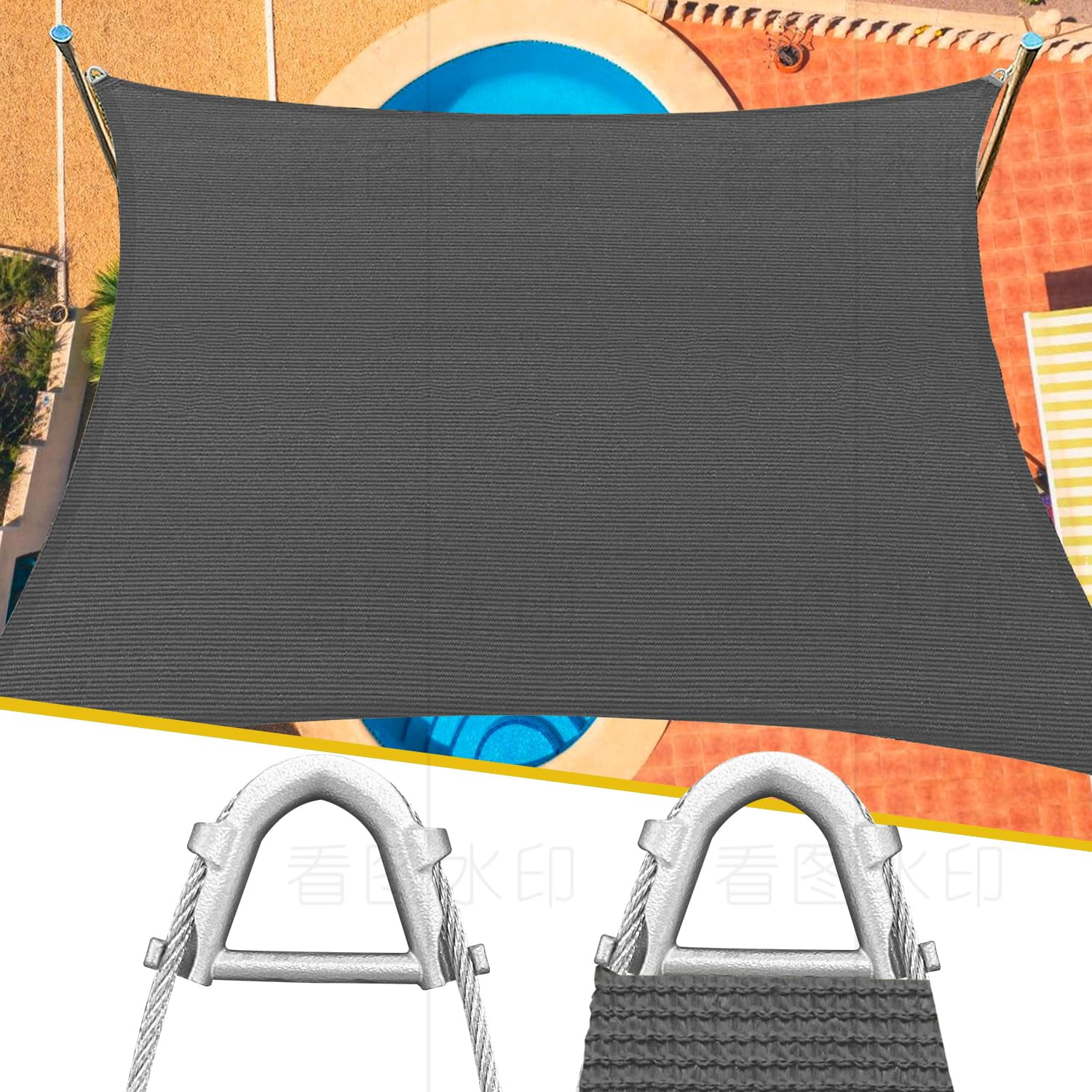 16'x20' Sun Shade Sail Rectangle Outdoor UV Block Square Canopy ...