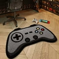 thumbnail image 1 of 16"x24" Black Game Controller Shaped Tufted Rug, Funny Non Washable Soft Absorbent Gaming Mat for Bedroom Bathroom Home Office, 1 of 4