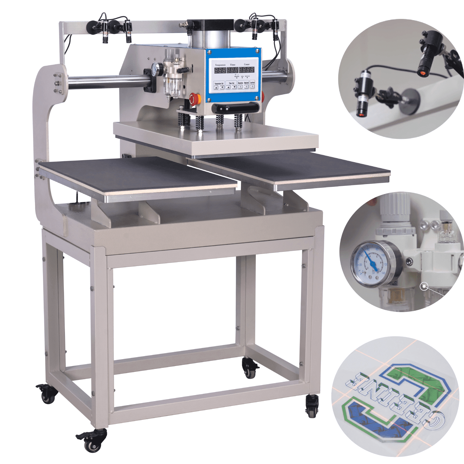 16"x24" Pneumatic Dual Platen Heat Press Machine with Infrared Positioning, Digital Control, 110V/60Hz - Ideal for T-Shirts, Ceramics, Metal Pendants & More