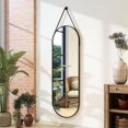 thumbnail image 1 of 16''x48'' Full Length Mirror with Hanging Leather Cord,Modern Aluminum Frame Full Body Hanging Mirror for Bathroom Vanity Living Room Bedroom Entrance, 1 of 7