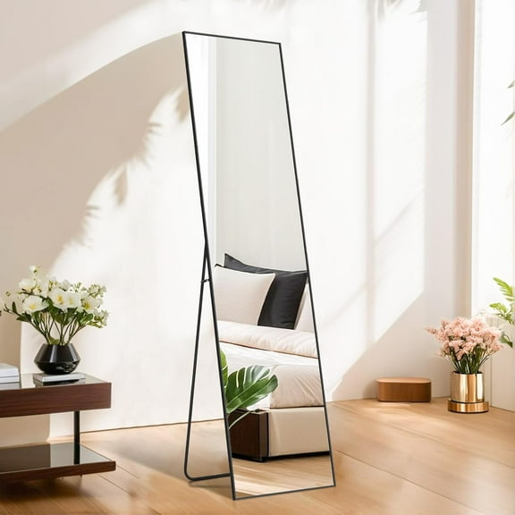 16"x59" Mirror Full Length, Body Wall Mirrors with Shatter-Proof Glass, Floor Standing, Hanging or Leaning, Tall Mirror with Stand Aluminum Alloy Frame for Bedroom Cloakroom