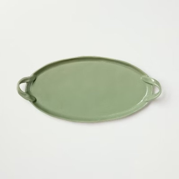 16"x7.75" Ceramic Decorative Tray Green