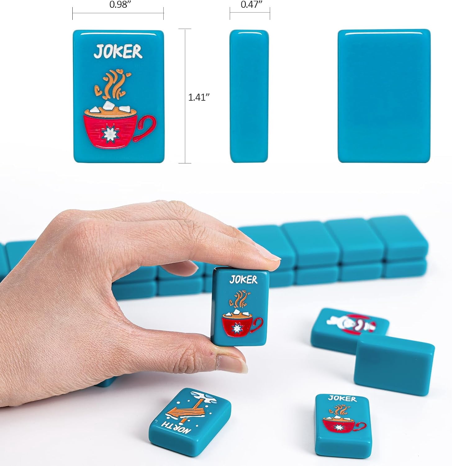 160 Acrylic American Engraved Mahjong Game Set, with White Carrying Bag and Accessories Mahjong Tiles