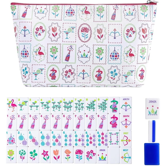 160 Acrylic American Mahjong Game Set with Carrying Bag and Accessories, 1.41’’ Mahjong Tile Set