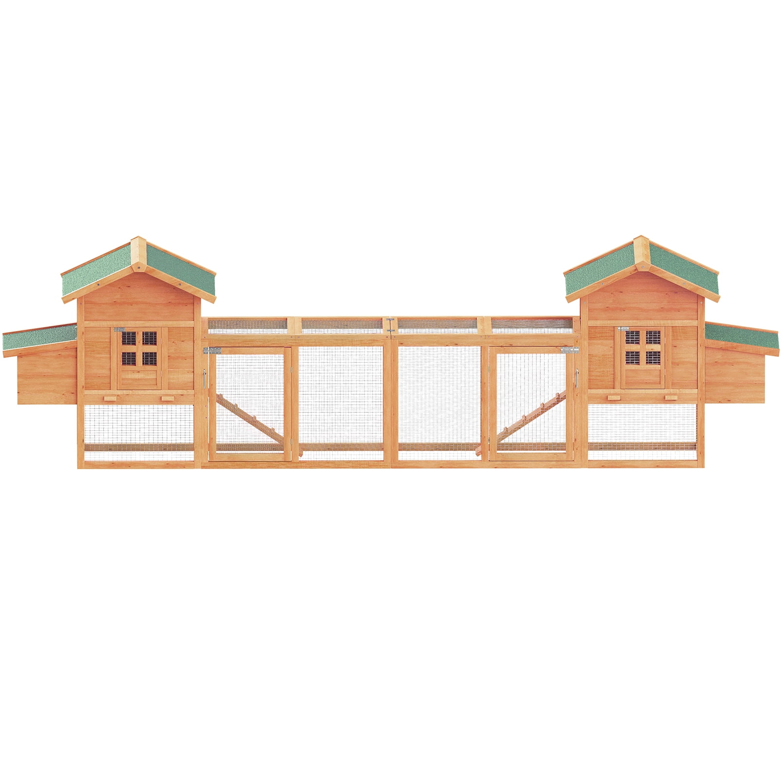 160" Chicken Coop Outdoor Wooden Rabbit Hutch Poultry House with Chicken Run Cage, Egg Box