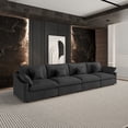 thumbnail image 1 of 160" Cloud Couch Sectional for Living Room, Down Filled 4 Seater, Convertible Sofa Couch, Black, 1 of 15