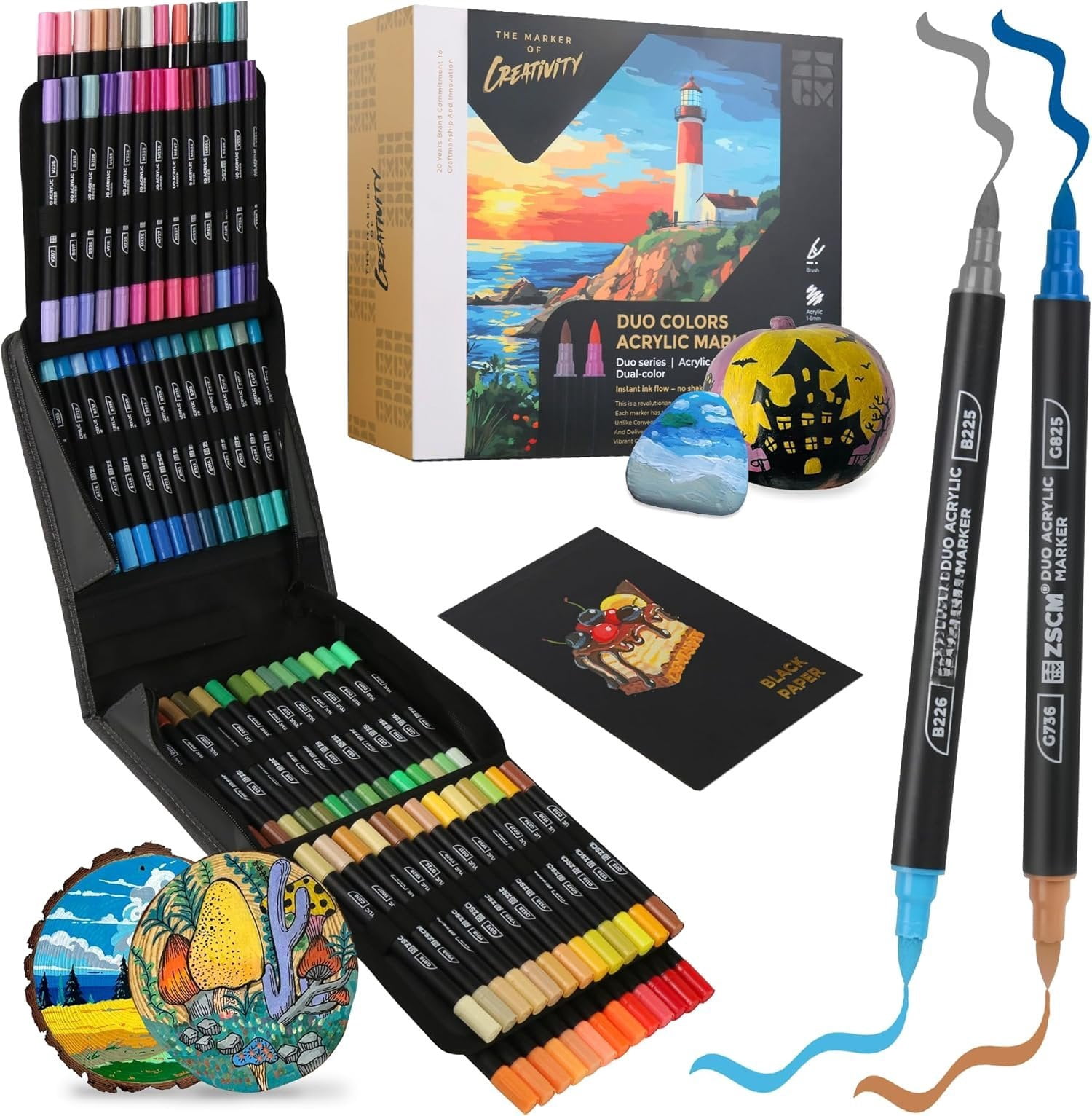 160 Colors Dual Tip Markers, 80 count Dual-Colors Brush Tip Pens ...