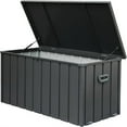 thumbnail image 1 of 160 Gallon Outdoor Storage Box, Deck Boxes Outdoor Waterproof, Galvanized Steel XL Pool Storage Bins for Garden Patio Pool, Dark Gray, 1 of 6