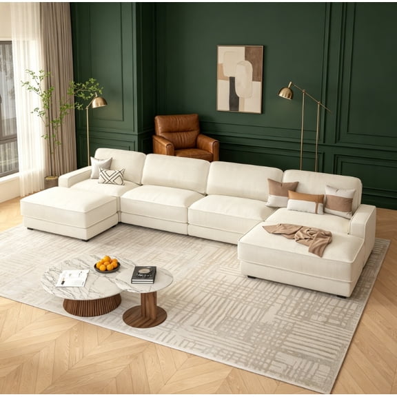 160" Modular Sectional Sofa, Cloud Sectional Couch with Deep Seat, Modern Modular L-Shape Sofa Couch with Chaise.