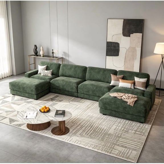 160" Modular Sectional Sofa, Cloud Sectional Couch with Deep Seat, Modern Modular L-Shape Sofa Couch with Chaise.