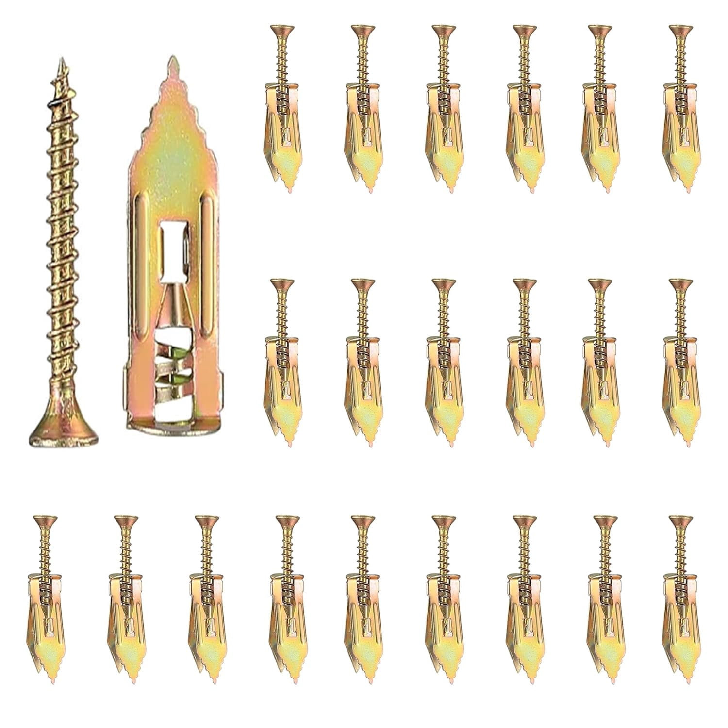 160 PCS Drywall Grip Anchors and Screws Kit, 80 PCS Self Drilling Drywall Anchors (0.47"x1.18") with 80 PCS Screws, Heavy Duty Metal Wall Anchors for Sheetrock, Home & Office Mounting