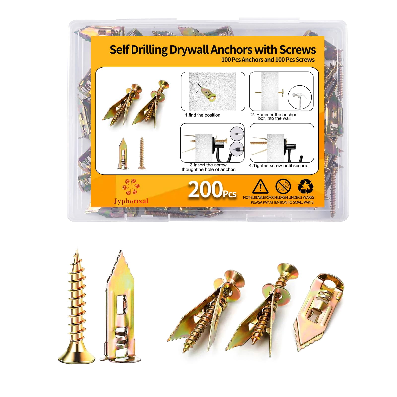 160 PCS Drywall Self Drilling Anchors With Screws Kit,80 PCS Sheetrock ...