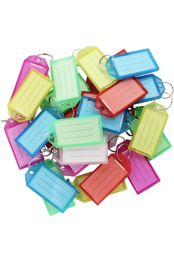 160 PCS Plastic Key Labels Tags, 8 Colors Key Ring Tags with Split Key Ring, Blank Name Tag, Clear Label Window Protective Films, Key ID Tags for Luggage.