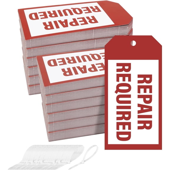 160 PCS Repair Required Tags 4.2 x 2.1 Inch Red Tags with Plastic Ties Hang Tag for Broken Equipment Parts Mechanic Maintenance Repair Label