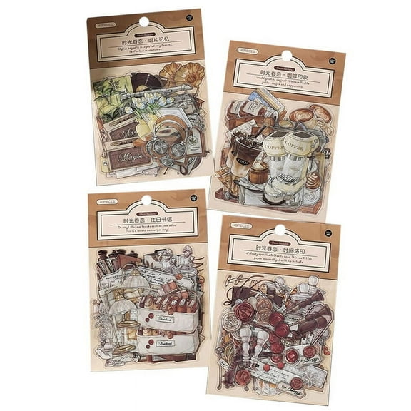 160 PCS Vintage Stickers Scrapbook DIY Craft Supplies -Adhesive Sticker Pack for Junk Journal New