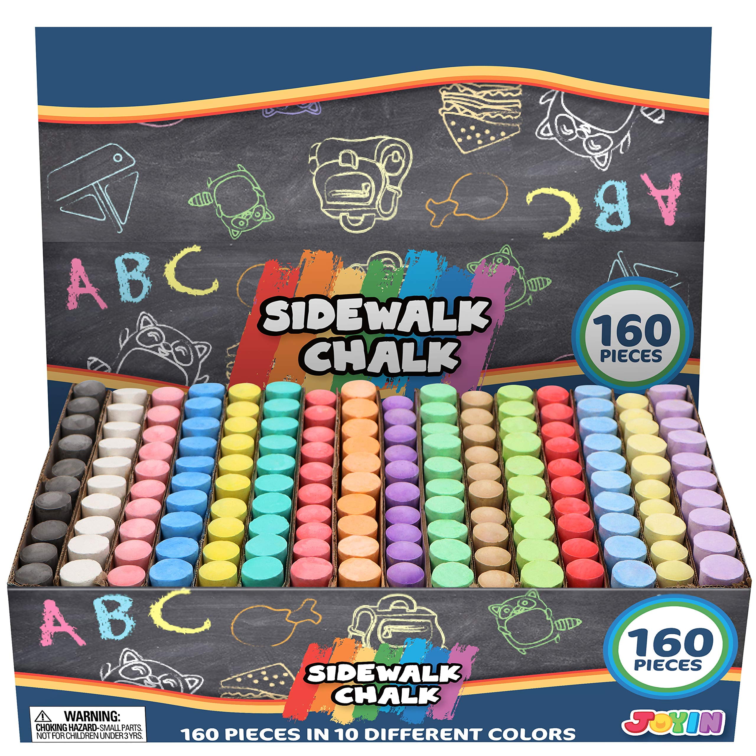 Jumbo Sidewalk Chalk Bulk 4 Pack Assorted Colors 80 Pieces Set Non-toxic  Washable Outdoor w/BCL Storage Bag Art Family School Street Playground