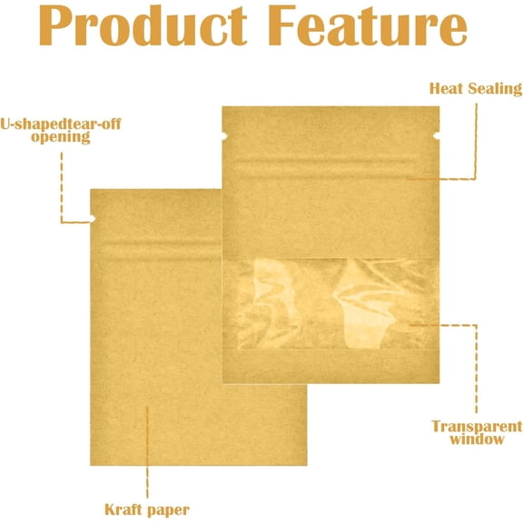 160 Pack 2.83.5 in Resealable Seed Envelopes with Clear Window, Small Brown Kraft Paper Envelopes for Seed Saving & Home Garden$$Office