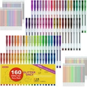 160 Pack Glitter Gel Pens Set, Shuttle Art 220% Ink Glitter Gel Pen 80 Colored Gel Pens Plus 80 Refills for Adult Coloring Books Craft Doodling