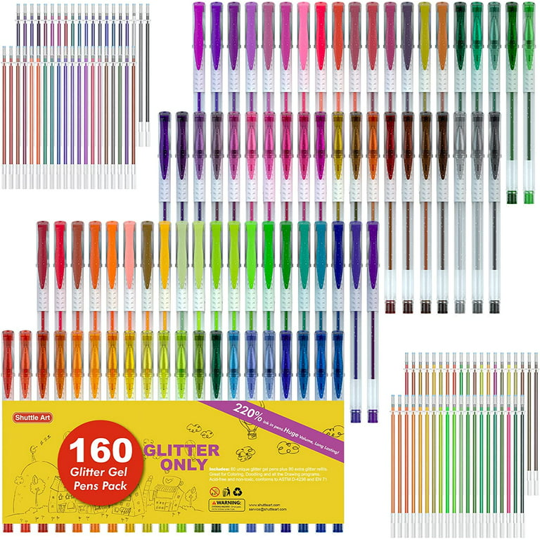 https://i5.walmartimages.com/seo/160-Pack-Glitter-Gel-Pens-Set-Shuttle-Art-220-Ink-Glitter-Gel-Pen-80-Colored-Gel-Pens-Plus-80-Refills-for-Adult-Coloring-Books-Craft-Doodling_4cf5377f-570c-4ce9-86f6-09f5411b2d31.d0a1544b5864ff6d690550222e103320.jpeg?odnHeight=768&odnWidth=768&odnBg=FFFFFF