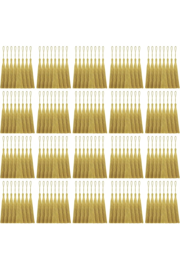 160 Pack Gold Bookmark Tassels, 5 Inch Soft Silky Tassels with Loops – All-Gold Tassels for Bookmarks, DIY Crafts & Party Decorations