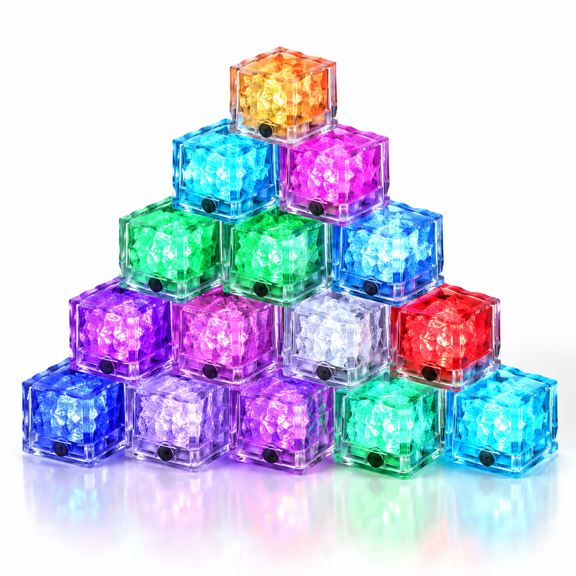 160 Pack Light Up LED Ice Cubes Color Changing Liquid Activated Reusable Drink Decor