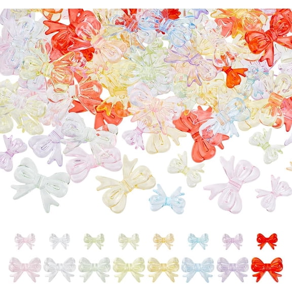 160 Pcs 16 Colors Acrylic Beads Transparent AB Color Bowtie Beads Cute Bowknot Loose Spacers Beads for Bracelet Necklace Friendship Jewelry Making