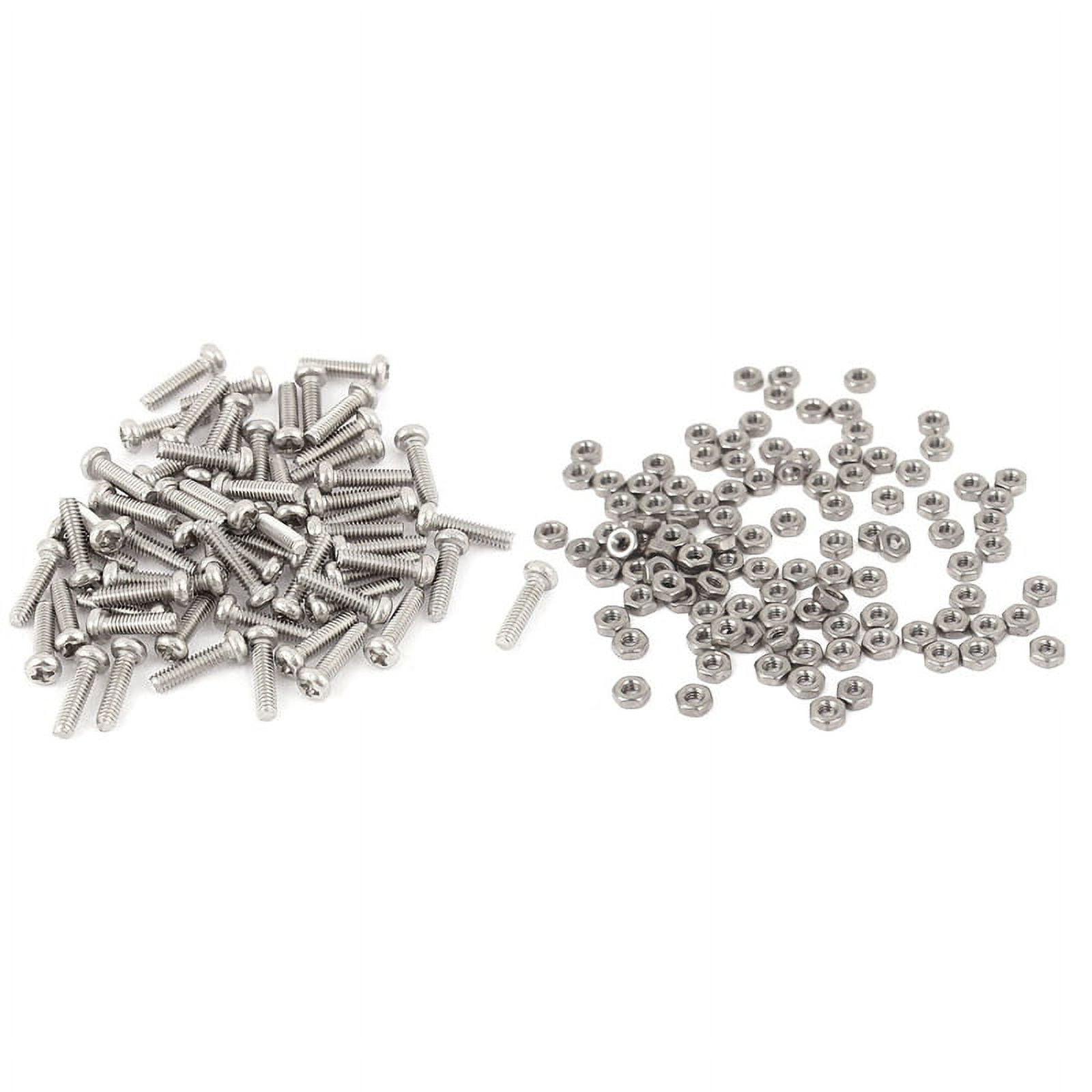 160 Pcs 304 Stainless Steel Fastener: 60Pcs M2 x 8Mm Pan Screws Bolt & 100Pcs Metric M2 Hex Nuts Fastener DIN934 for Bolt