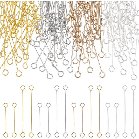 160 Pcs Double Eye Pins Stainless Steel Open Eye Pins Head Pins for DIY Jewelry Necklace Making Colorful