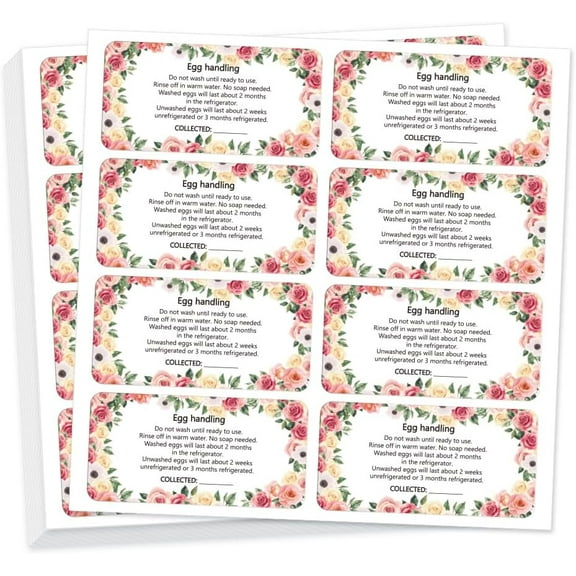 160 Pcs Egg Carton Labels Flower Eggs Handling Stickers Farm Fresh Laid on Sticker PET Adhesive Egg Packaging Sticker